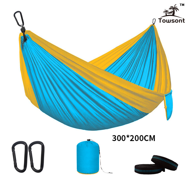 Double Hammock Adult Outdoor/Indoor Furniture Camping Parachute Backpack Travel Survival Hunting Sleeping Portable Hanging Bed