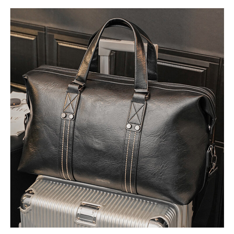 New European and American fashion leather travel bag, men's bag, casual handbag, shoulder bag