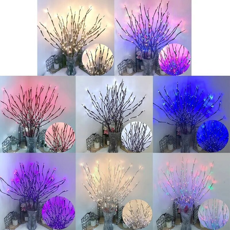 20 lâmpadas de festa em casa decoração led luz de fadas vaso flor ramo lâmpada floral luzes da corda decoração do jardim natal