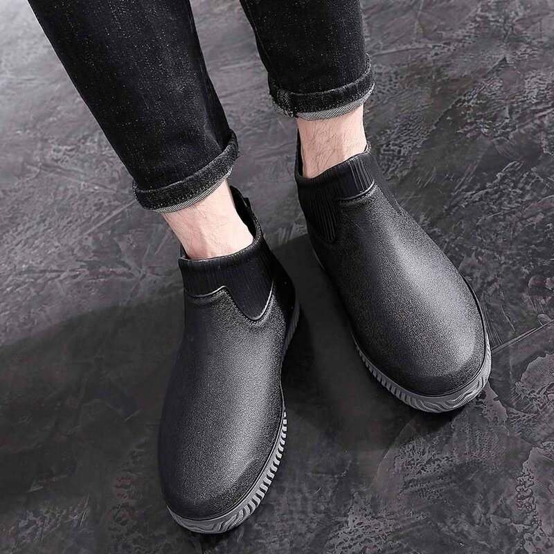 SAGACE-Botas de lluvia de tubo corto para hombre, zapatos antideslizantes impermeables, Botas de lluvia de moda, zapatos de pesca sólidos
