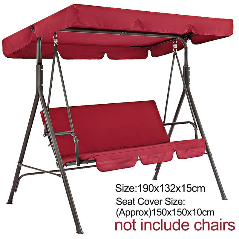 Terraço swing chair cover 2 peças/set universal jardim cadeira dustproof 3-seater ao ar livre capa (vermelho)