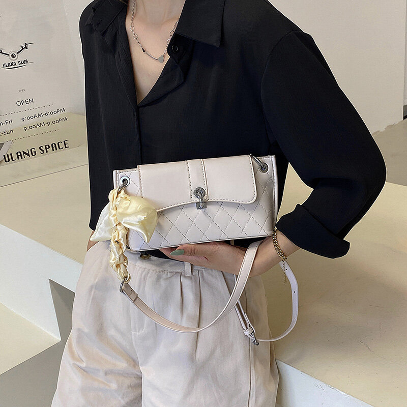 Luxury Designer Handbag Women High Quality Diamond Lattice Shoulder Bag Female Crossbody Bags with Ribbon Flap Messenger Bag Sac