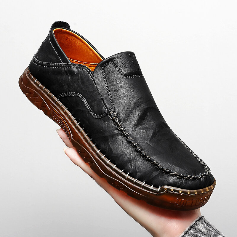 Zapatos informales de cuero de moda para hombre, mocasines clásicos de marca de lujo, sin cordones, talla grande, 2021