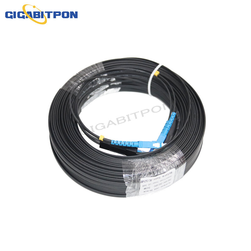 Cable de fibra óptica de 2 núcleos para exteriores, cable doméstico de 3 núcleos de acero SM SC/UPC-SC/UPC, modo único, núcleo G675A1, 10m-500m, color negro