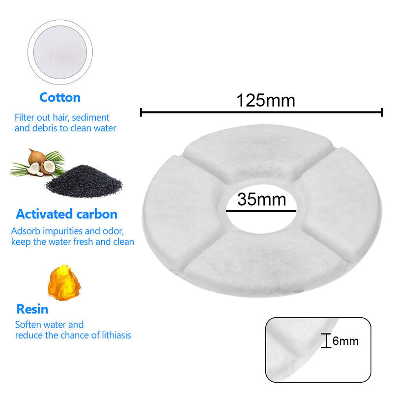 Replaced Activated Carbon Filter For Pet Dog Round Fountain Dispenser Replacement Filters Flower For Cat Water Drinking Fountain