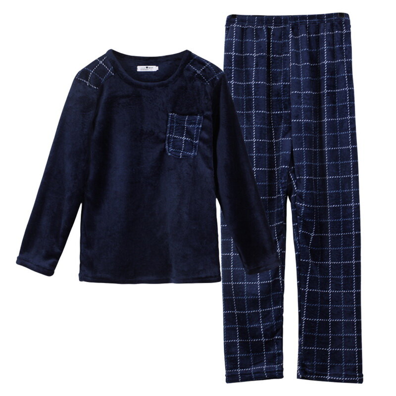 Pijamas masculinos quentes, pijamas de flanela grossa de inverno com manga comprida, pijamas casuais para homens, roupas de dormir de inverno