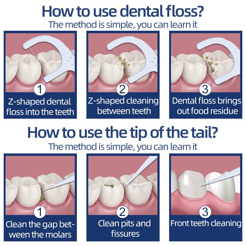 Fawnmum 30Pcs * 2Set Dental Floss Picks Interdentalbürste Flosser Kunststoff Zahnstocher Dental Reinigung Werkzeuge für Oral Hygiene Pflege