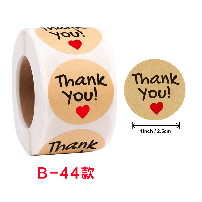 Étiquettes autocollantes de remerciement en papier naturel Kraft, 500 étiquettes rondes de 1 pouce par rouleau