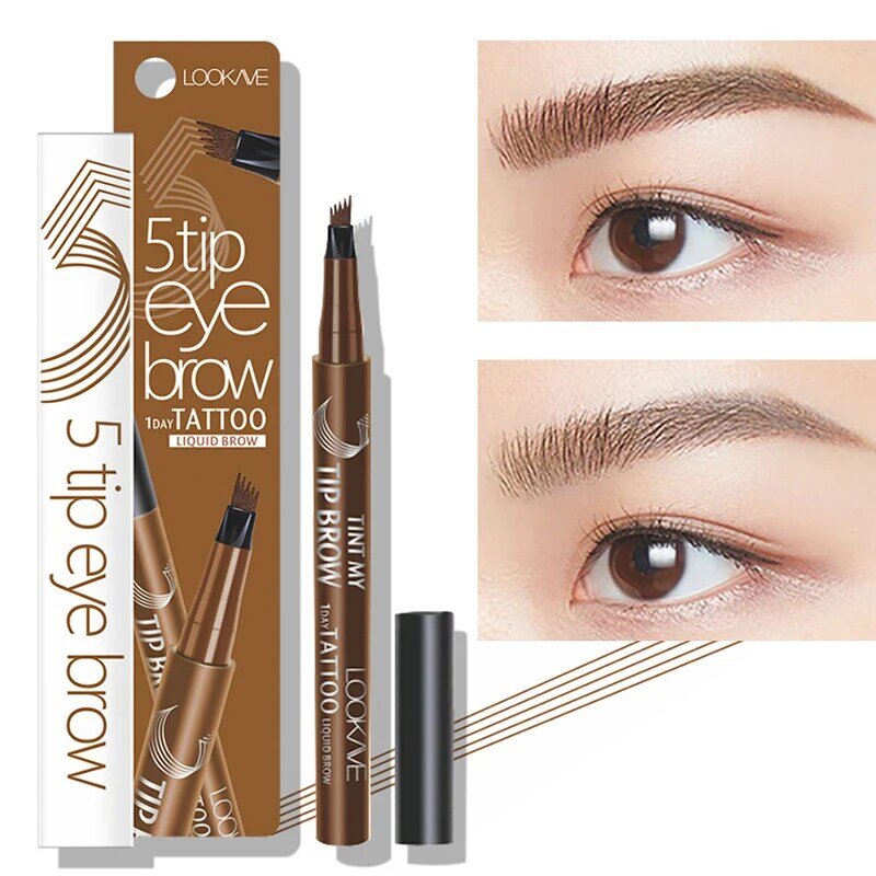 5 Points 3D Liquid Eyebrow Pencil Long-lasting Waterproof Fine-grained Eyebrow Pen Natural Wild Brown Eyes Cosmetics TSLM1