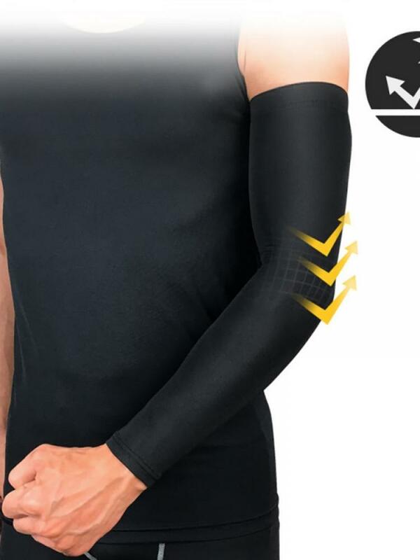 Homem respirável de secagem rápida anti-uv correndo braço capa almofada de cotovelo de basquete esportes equitação braço mais quente 1 peça
