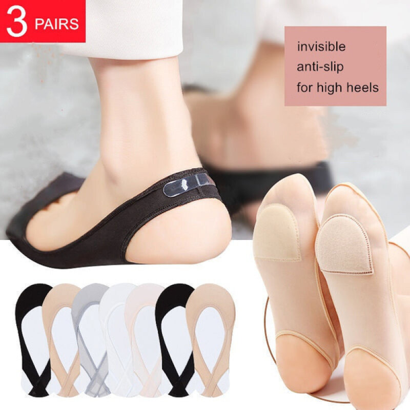 5 Pieces of Breathable Summer Ice Silk High Heels Invisible Boat Socks Fashion Suspender Boat Socks Comfortable Ladies Socks