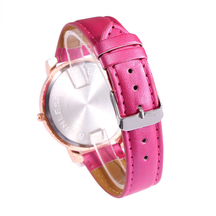 Bonito reloj de cuarzo de cuero para niños y niñas, pulsera informal a la moda, reloj de pulsera femenino