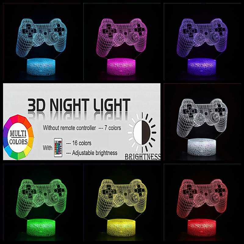 Creative Gamepad Shape 3D Illusion Idea Color Changing Desk Night Lamp for Kids Child Bedroom Decor Game Shop De LED Night Light
