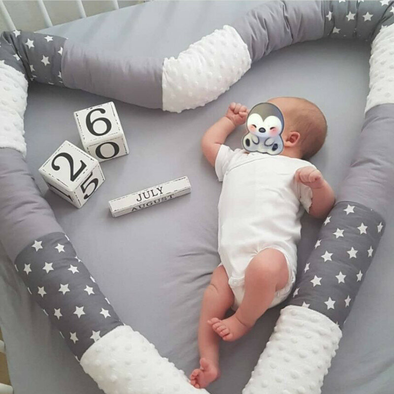 Baby Bed Bumper Voor Crib Pasgeboren Nodic Dikke Zachte Crib Protector Katoen Patchwork Cot Kussen Kid Infant Sleep Safe Kamer decor