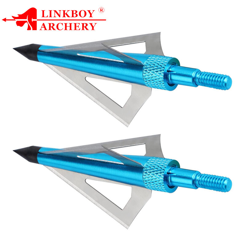 Linkboy Archery 6/12Pcs 100/125gr Points Tips Arrowheads Broadheads for Compound Recurve Bow Hunting Shooting