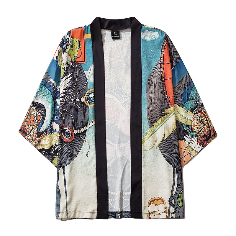แบบดั้งเดิม Yukata กิโมโนญี่ปุ่นผู้หญิงผู้ชายมังกรพิมพ์เสื้อสเวตเตอร์ถัก Kimono ฤดูร้อนชายหาดบาง...