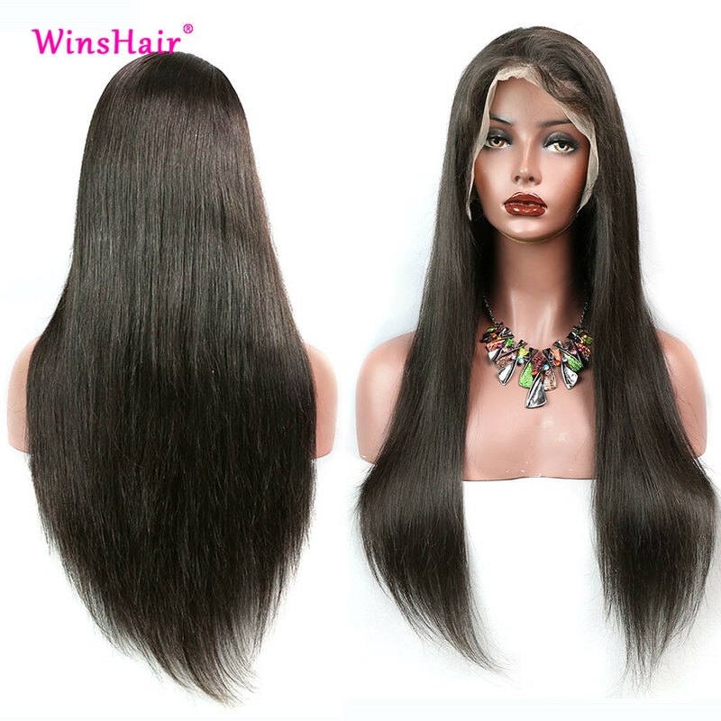 Winshair Straight Lace Front Wig 13x6 HD Lace Frontal Wig Brazilian Pre Plucked Lace Front Human Hair Wigs 4x4 Closure Wig