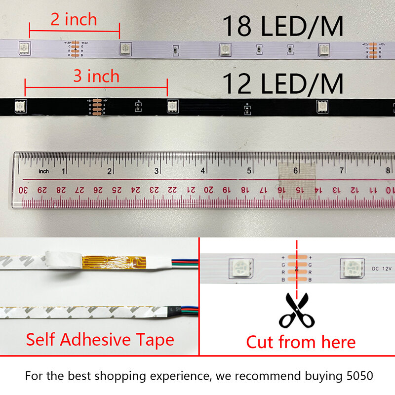 LED Strip Lights Waterproof Luces RGB 5050 12V Flexible Lamp Tape Tuya WiFi Control Smart Luz For Festival Tira Room Fita Decor