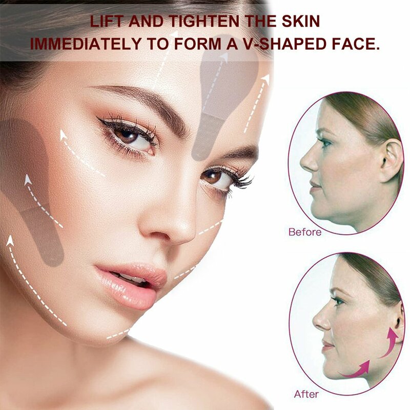 Juego de pegatinas invisibles para la cara, cinta adhesiva de estiramiento rápido para la barbilla, líneas faciales, arrugas, flácidas para la piel, forma de V, 40 unids/set