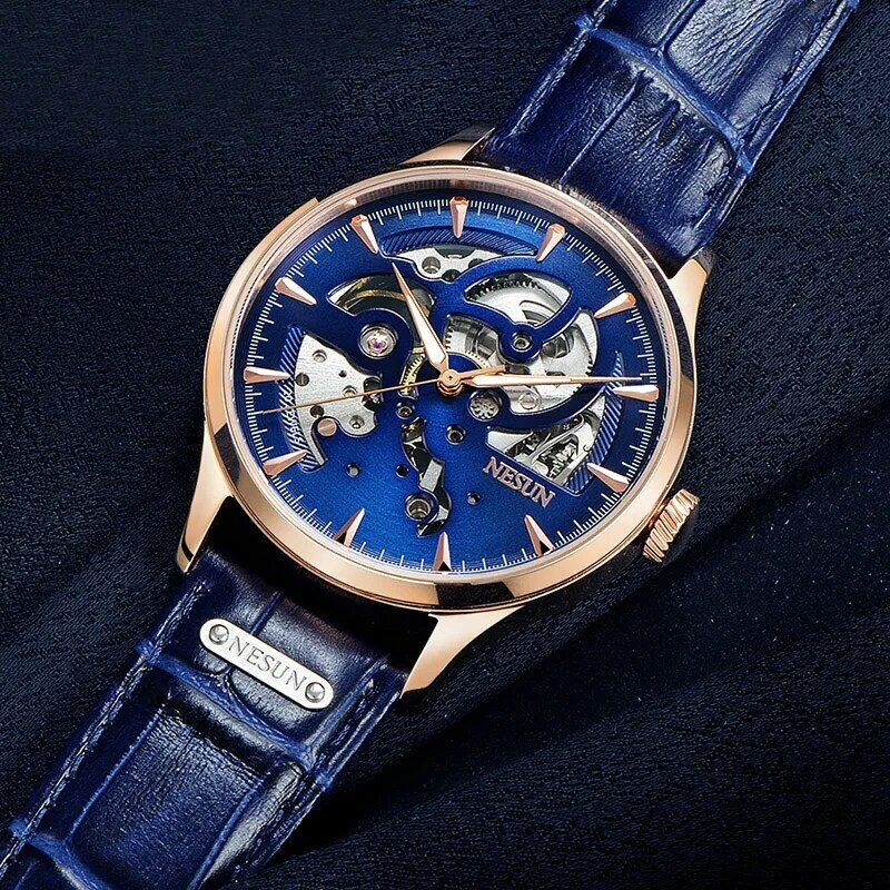NESUN นาฬิกาผู้ชายสวิตเซอร์แลนด์แบรนด์หรูผู้ชายนาฬิกาอัตโนมัติ Mechanical นาฬิกาข้อมือหนังแท้ Relogio ...