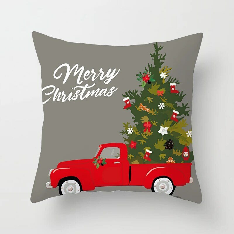 Decoração de natal jogar fronha pug caminhão vermelho papai noel coxim capas para casa sofá cadeira fronhas decorativas