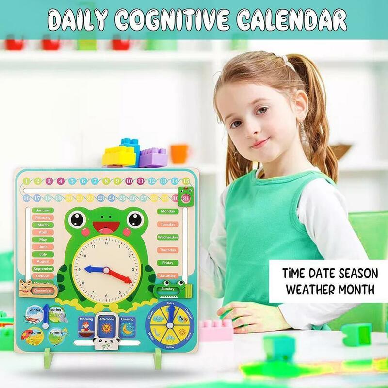 Reloj educativo de madera para niños, hora, minuto, segundo, juguetes cognitivos, coloridos, relojes tempranos para aprendizaje, regalo, Q2Q8