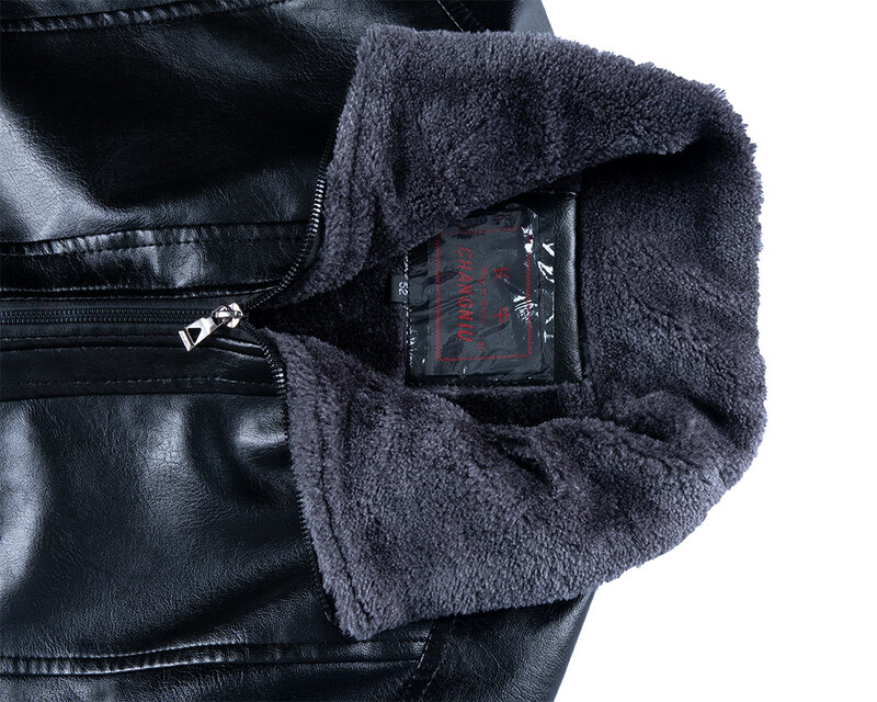2019 del Cuoio di Modo Giubbotti Per Il Maschio Del Manicotto Pieno Solido Nero Autunno Inverno Caldo casual DELL'UNITÀ di elaborazione Cappotti di Cuoio Del Motociclo Outwear