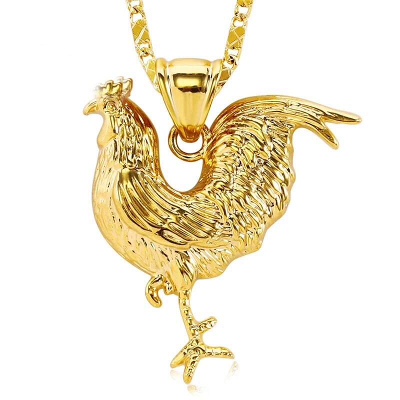 Collier en forme De coq pour femmes et hommes, chaîne avec pendentif, bijou, médaillon