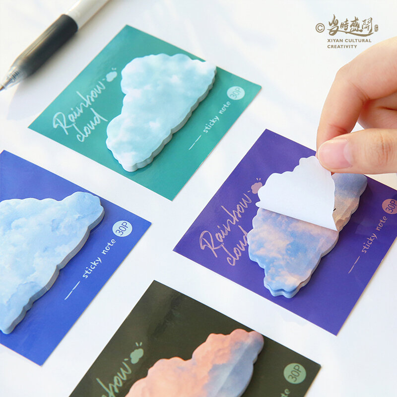 30 seiten nette Kreative Farbe Selbst Adhesive Memo Pad Regenbogen Wolken Stil Stick Notes Lesezeichen Schule Büro Schreibwaren