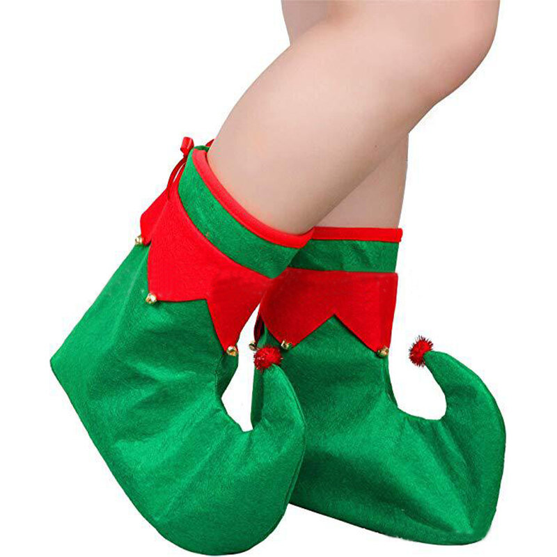 Elf sapatos de natal meias de dança das crianças vestir-se elf doces sapatos chapéu cosplay acessórios decoração
