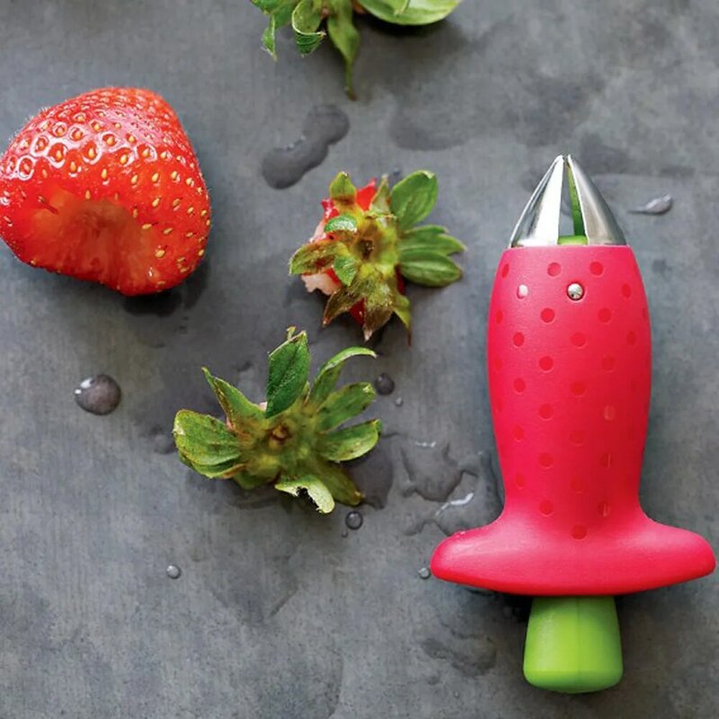 1 pcs Strawberry Hullers Metal +Plastic Fruit Remove Stalks Device Tomato Stalks Strawberry Knife Stem Remover 11