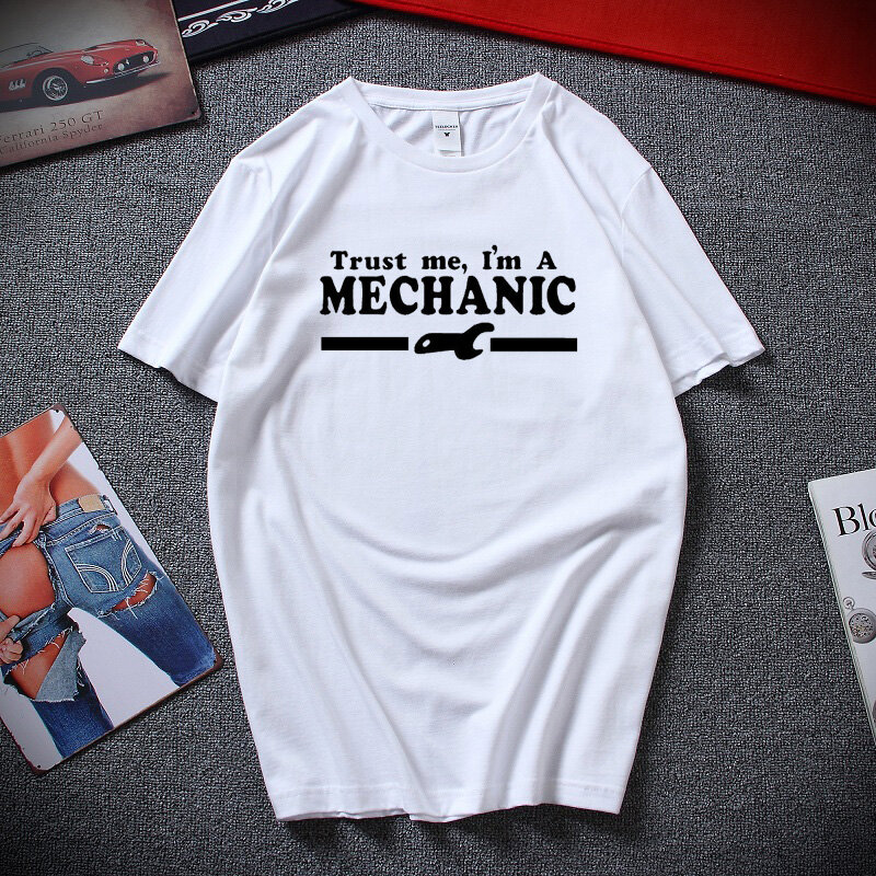 Смешные футболки Trust me I'm a mechanic, новая летняя уличная одежда, хлопковая футболка с коротким рукавом, повседневные топы