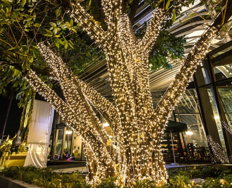 Tira de luces LED de cuero para exteriores, guirnalda de luces de hadas para el jardín, decoración navideña y de boda, impermeable, 2m, 20led