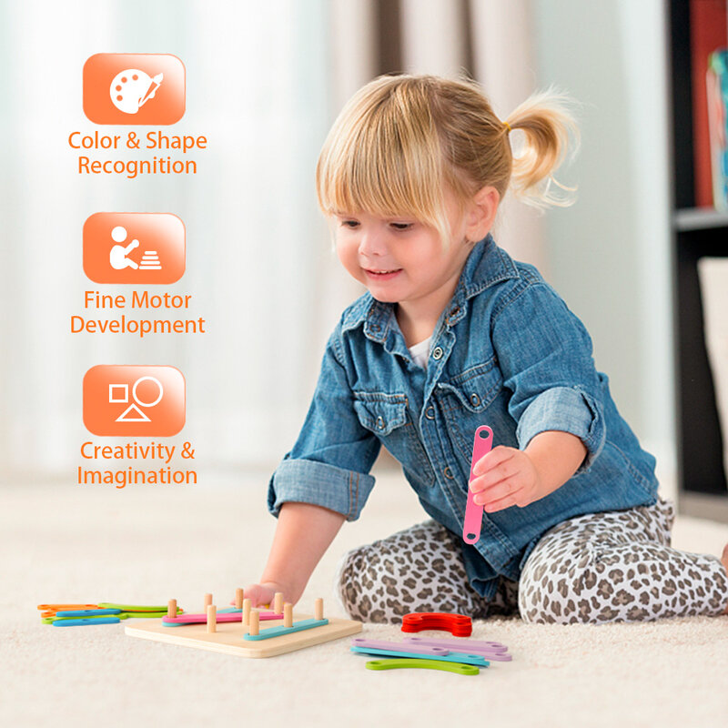 Juguete Montessori de madera para bebé, puzle de construcción con números y letras, juego clasificador de colores, para niños
