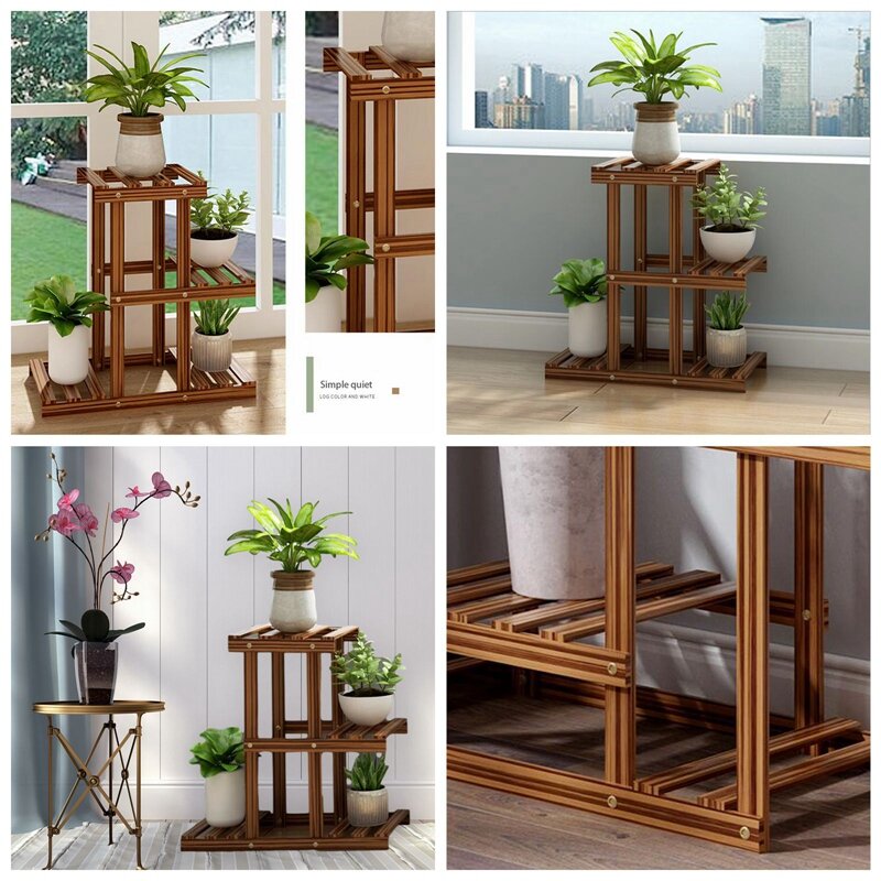 Multi-Tiered Houten Plant Stand Bloem Plant Houder Stand Rack Balkon Tuin Bloem Plant Stand Bonsai Display Plank