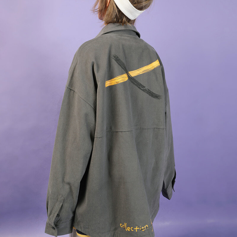 Blusa informal de manga larga para otoño, camisa de estilo grafiti con solapa para mujer, 2020