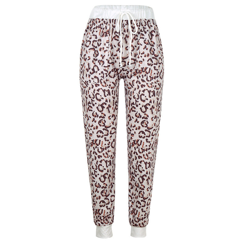 Pantalon de sommeil confortable pour femmes, imprimé léopard, tenue de maison décontractée, pyjama, automne et hiver