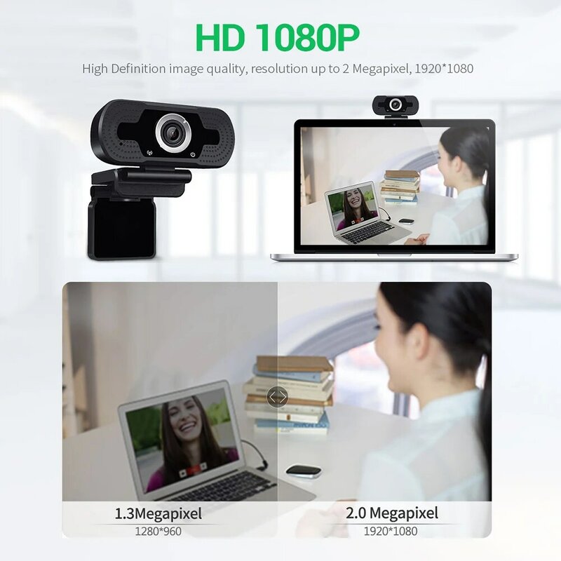 Cámara Web de 1080P HD para el trabajo en casa, accesorios de pantalla ancha para conectar y reproducir vídeo, USB, con micrófono incorporado, grabación de vídeo