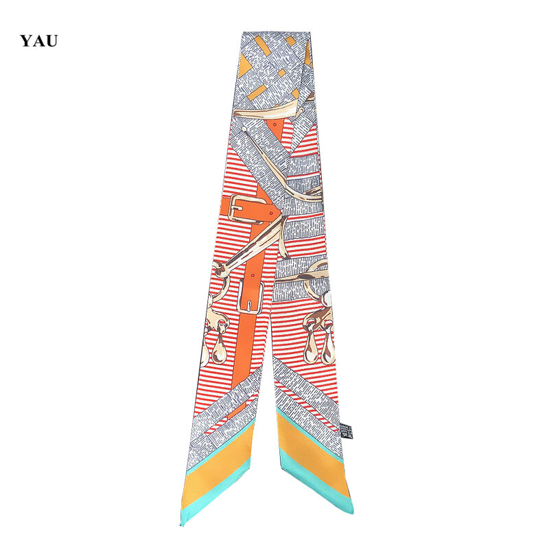 Bufanda de seda con estampado de rayas para mujer, pañuelo pequeño de 95cm x 5cm, diadema larga, accesorios para bolsos, cinta, gran oferta