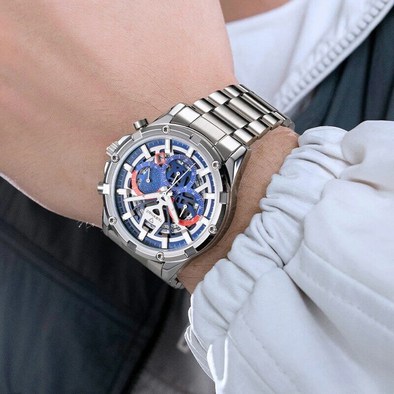 Mark Fairwhale kwarcowe wielofunkcyjne zegarki wysokiej jakości mężczyźni biznes szkło powlekane lustro wodoodporne męskie zegarki na rękę