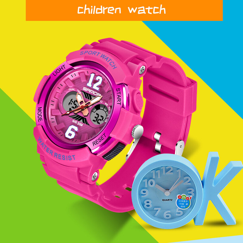 Reloj SANDA con luz LED trasera colorida para niños, relojes de pulsera de deporte niños, cronógrafo con alarma a prueba de agua 30 m, reloj calendario regalo 757