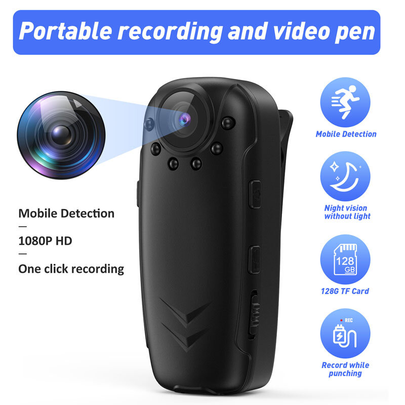Kamera Mini Perekam Penegakan Hukum 1080P Perekam Video Kamera Tubuh Portabel Profesional Pertemuan Camcorder Tahan Baterai Panjang