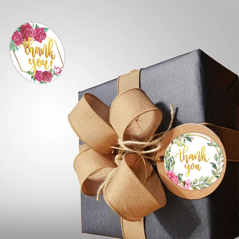 Наклейки с надписью «thank you» 500, этикетки для печати шт., с золотистой фольгой, с 8 цветами, рулон наклеек для ручной работы, канцелярский конверт, подарок