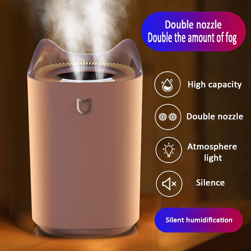 Luftbefeuchter 3L Ultra-große Kapazität USB Desktop Hause Kreative Mute Anti-trockenen Dual Düsen Für Befeuchtung Und Nebel ruhig Arbeit