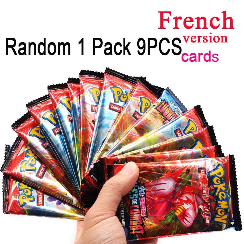 Cartas de Pokemon francesas de 9 piezas, espada y Escudo de batalla, caja completamente sellada al por menor, tarjeta de Pokemon de cielo cambiante, regalos para niños