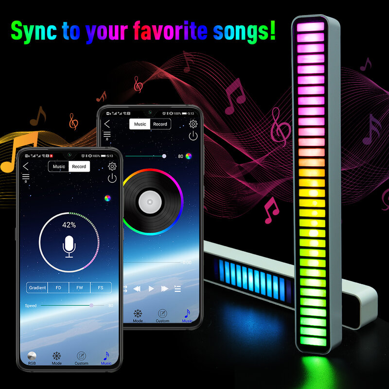 A+ Voice Control Stereo Music Levels Light for Car Player USB Energy-Saving Lamp Ambient Light