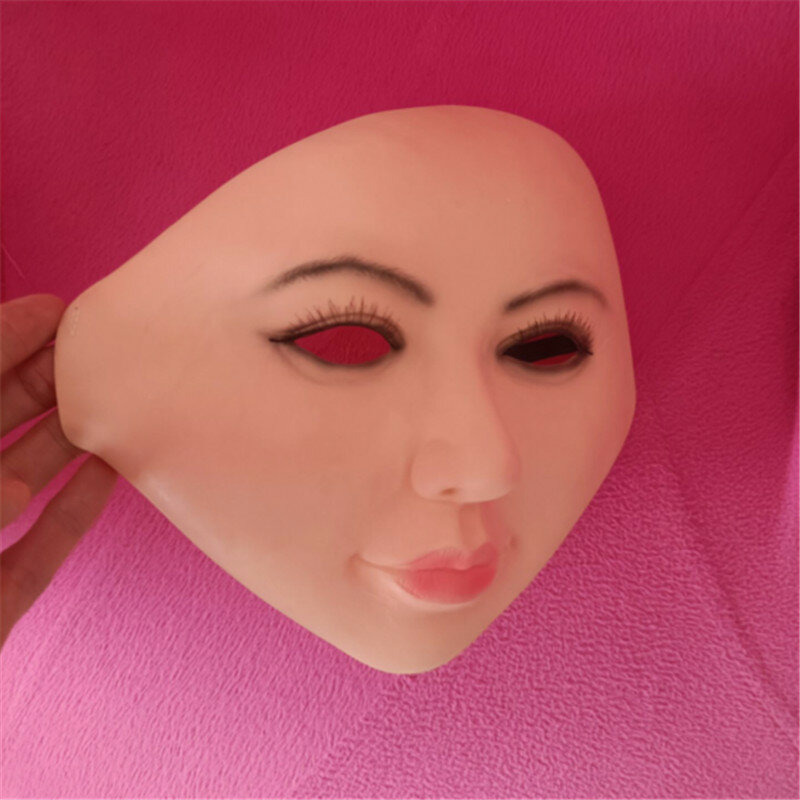 2021New Grappig Realistische Vrouwelijke Masker Voor Halloween Menselijk Vrouwelijke Masquer Jurk Hoofd Gezicht Hood Sexy Meisje Crossdress Kostuum Cosplay