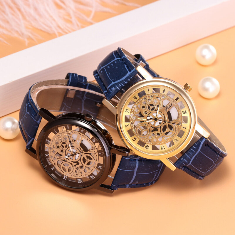 2 pçs melhor-venda casal relógio para amantes presente moda oco senhoras relógios não mecânicos relógio masculino feminino para casais