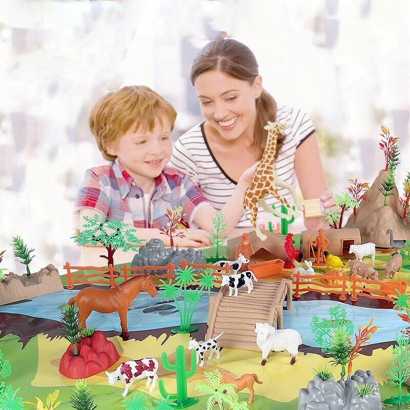 103 pçs diy simulação animal selvagem modelo tigre elefante girafa cena decoração jogo figura de ação o melhor brinquedo presentes para crianças