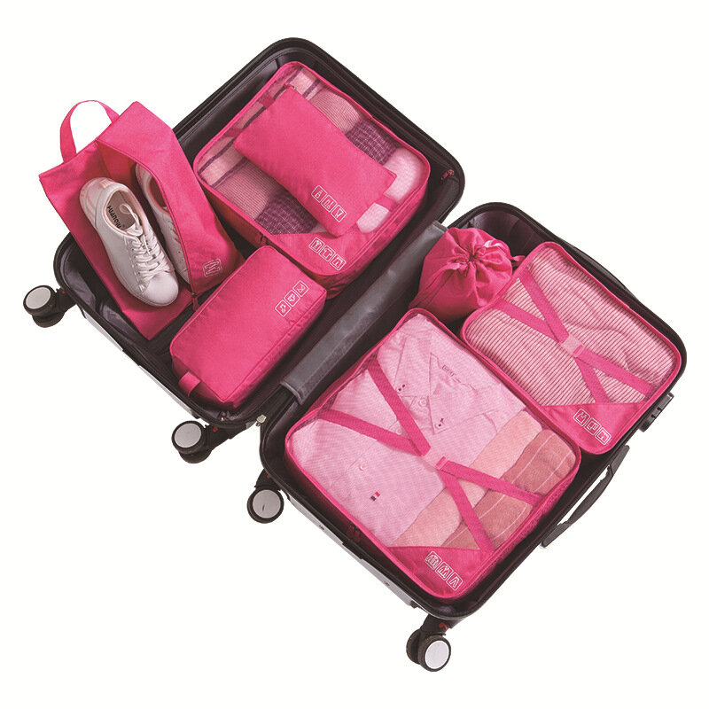 7 pz/set bagagli imballaggio organizzatore di viaggio abbigliamento deposito borse impermeabili borsa a rete In sacchetto imballaggio cubo borsa da viaggio accessori